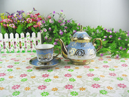 European Plated Decal Ceramic Relief Cold Water Kettle And Tea Cup Set
