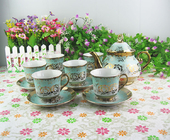 European Plated Decal Ceramic Relief Cold Water Kettle And Tea Cup Set