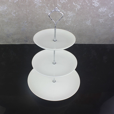 European White Glazed Ceramic Fruit Plate Three Layer Multi Layer Fruit String Plate