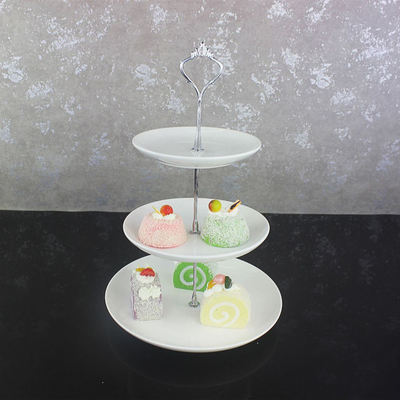 European White Glazed Ceramic Fruit Plate Three Layer Multi Layer Fruit String Plate