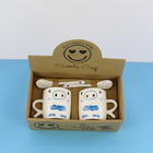 2 Packs Smiling Face Spoon Ceramic Coffee Cup For Parties Picnics Family