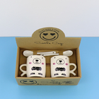 2 Packs Smiling Face Spoon Ceramic Coffee Cup For Parties Picnics Family