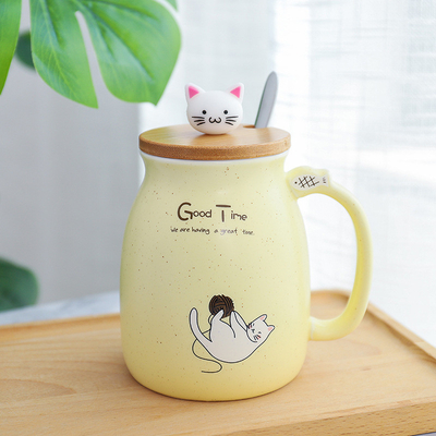 Milk Coffee Tea 3D Ceramic Mugs Creative Porcelain Mugs With Lid Spoon