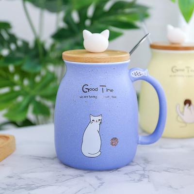 Milk Coffee Tea 3D Ceramic Mugs Creative Porcelain Mugs With Lid Spoon