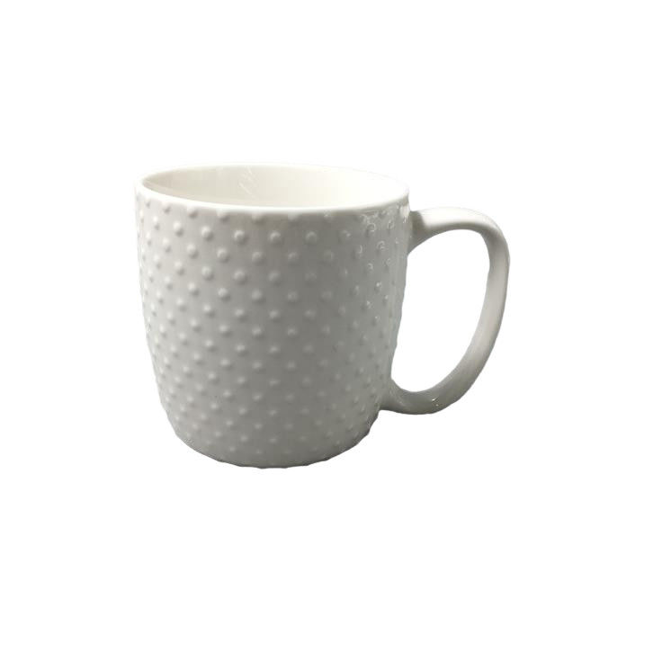 Honeycomb Point Height 9cm White Ceramic Mugs With FDA Certificate