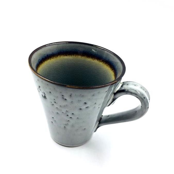 14oz Stoneware  Ice Cracked Glaze V-Shape Large Ceramic Coffee Mugs