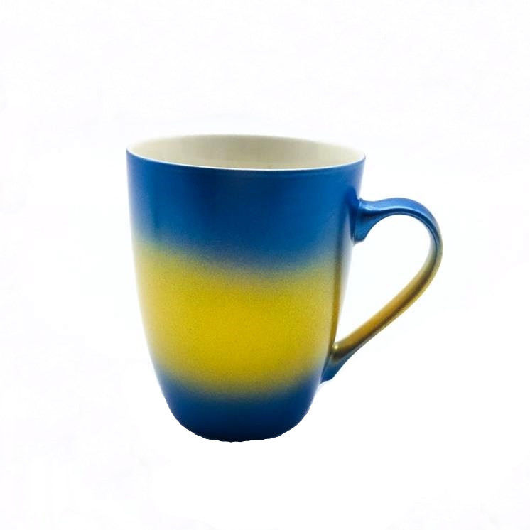 Glazed Logo Printed 11oz Gradient Color Porter Coffee Cup For Cappuccino
