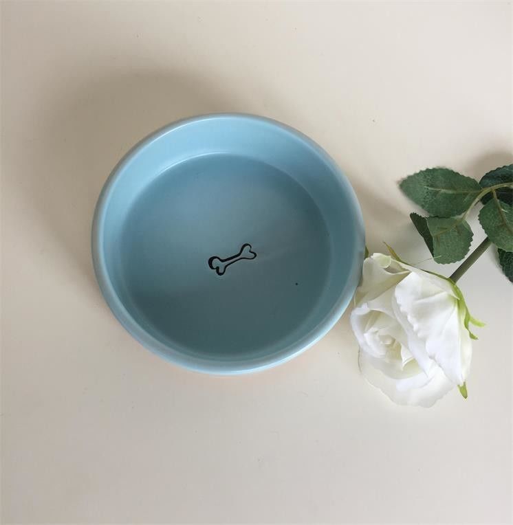 FDA Certified Height 3.5cm Ceramic Pet Food Bowl Hand Painted
