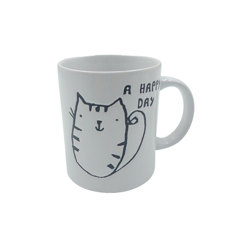 FDA Certification OEM White Glazed Custom Embossed Mugs For Milk