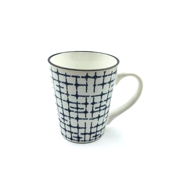 Geometric Pattern Hand Painted 350ml Ceramic Coffee Mugs SGS Approve