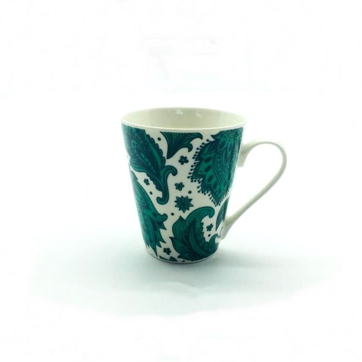 Patterned 275ml 9oz Ceramic Coffee Mugs With Large Handles Flashing