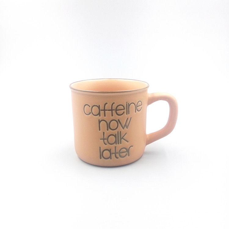 14oz Hand Painted Enamel Ceramic Glossy Coffee Mug With Earthy Yellow Glaze