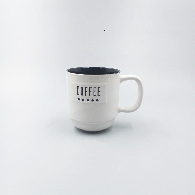 14OZ 410ml Glazed Hand Painted Ceramic Stoneware Mugs Black And White