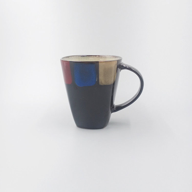 Square Shape Multi Color Matching  Ceramic Vintage Glazed Ceramic Mug