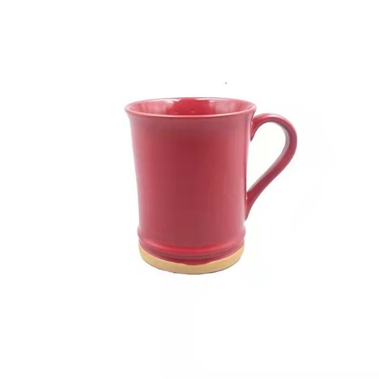 13oz Red Glazed  Customize Ceramic Stoneware Mug  With Large Handle