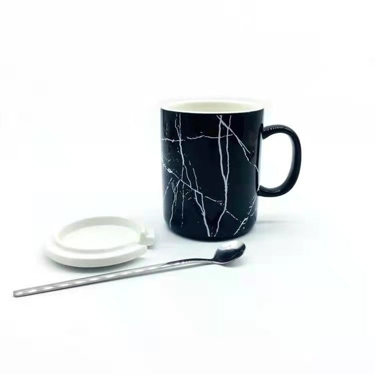 400ml Stylish Elegant Black Ceramic Coffee Cups , 14 Oz Coffee Tumbler
