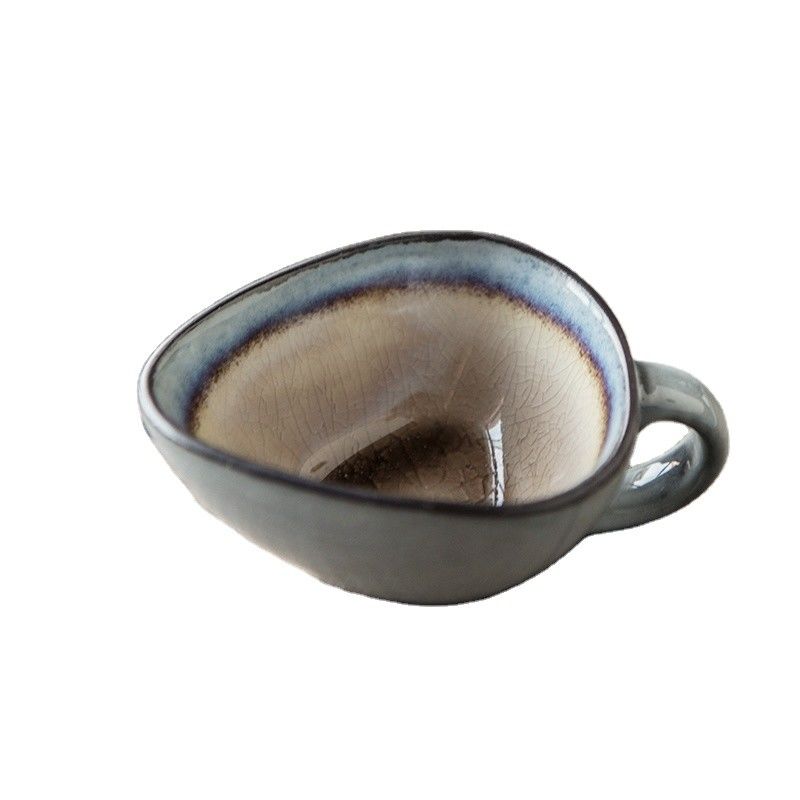 Ice Crackle Glaze Tea Ceramic Cup Irregular Triangle Shaped