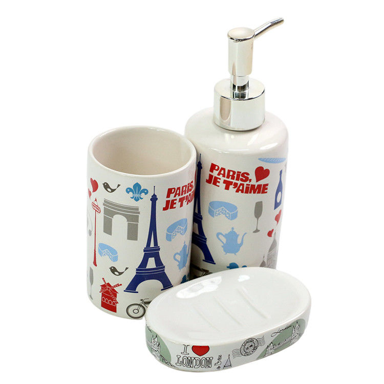 Custom Glazed Decal Ceramic Set for Bathroom