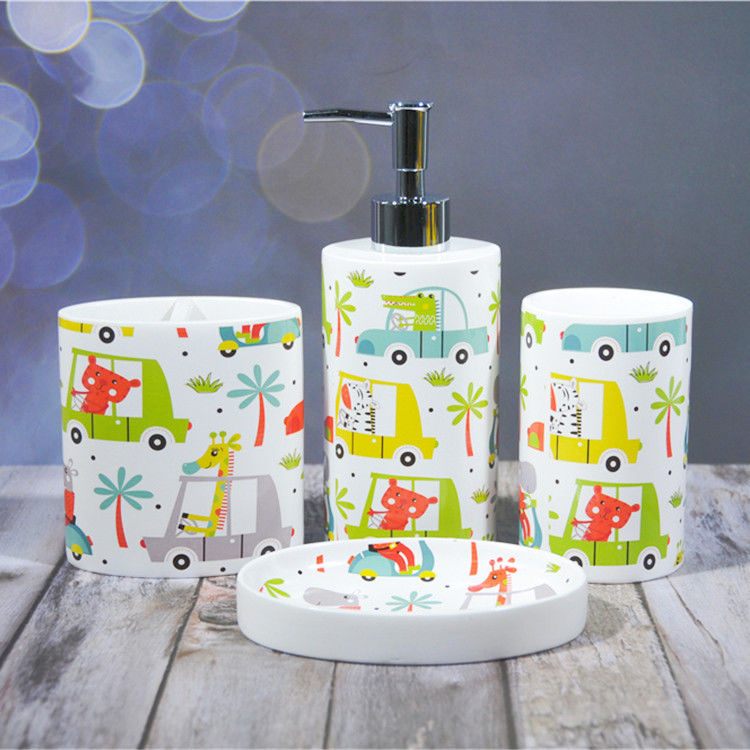 Decal Glaze Bathroom Accessories Set Ceramic
