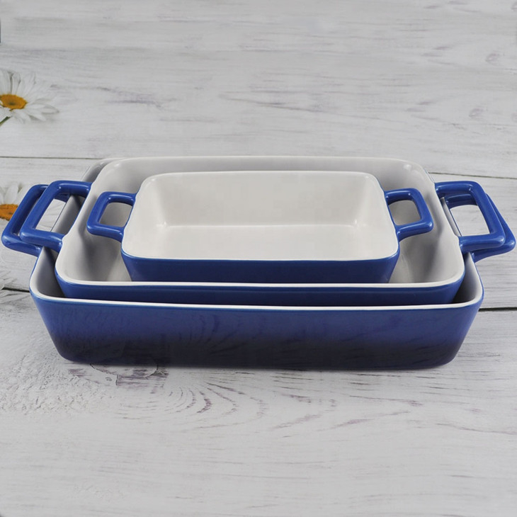 Healthy Rectangular Shaped Bakeware Casserole Dish Ceramic Oven Baking Pan Set