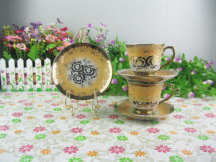 European Electroplated Ceramic Coffee Cup And Dish Set Tea Cup Gift