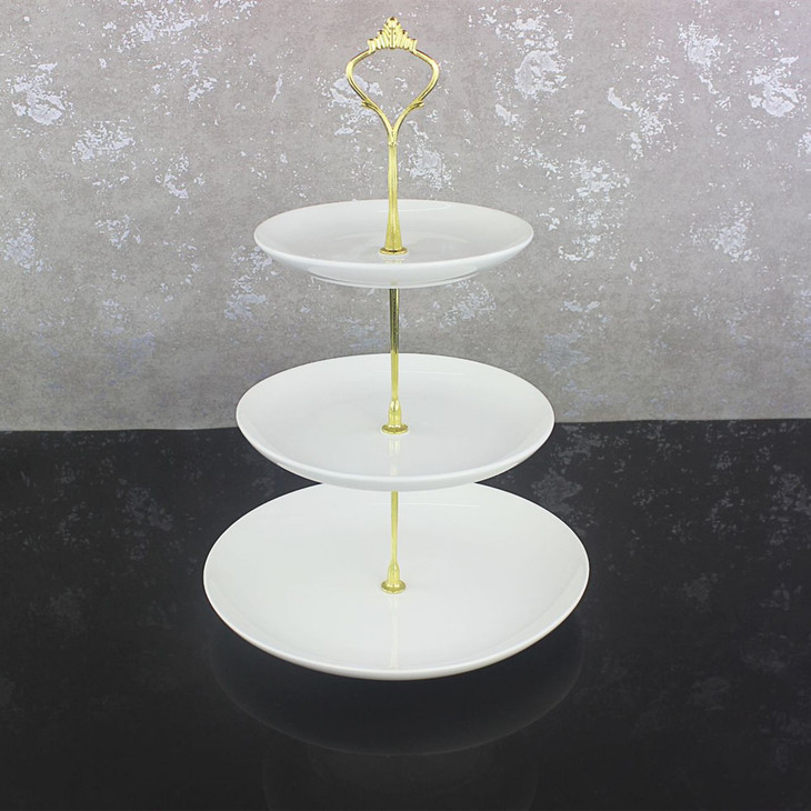European White Glazed Ceramic Fruit Plate Three Layer Multi Layer Fruit String Plate